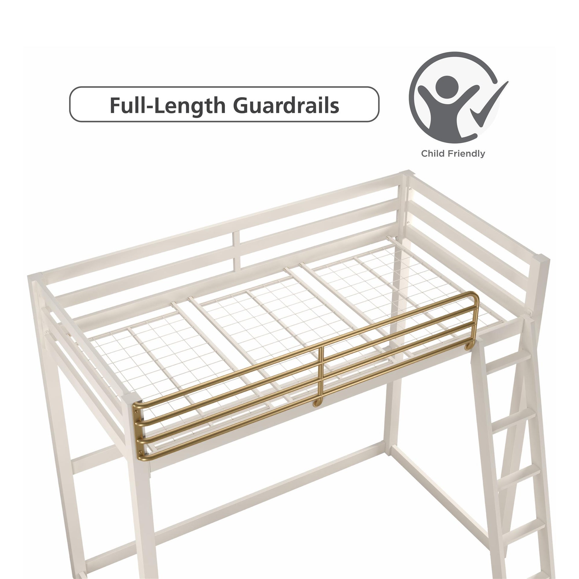 Little Seeds Monarch Hill Haven Metal Loft Bed - White - Twin