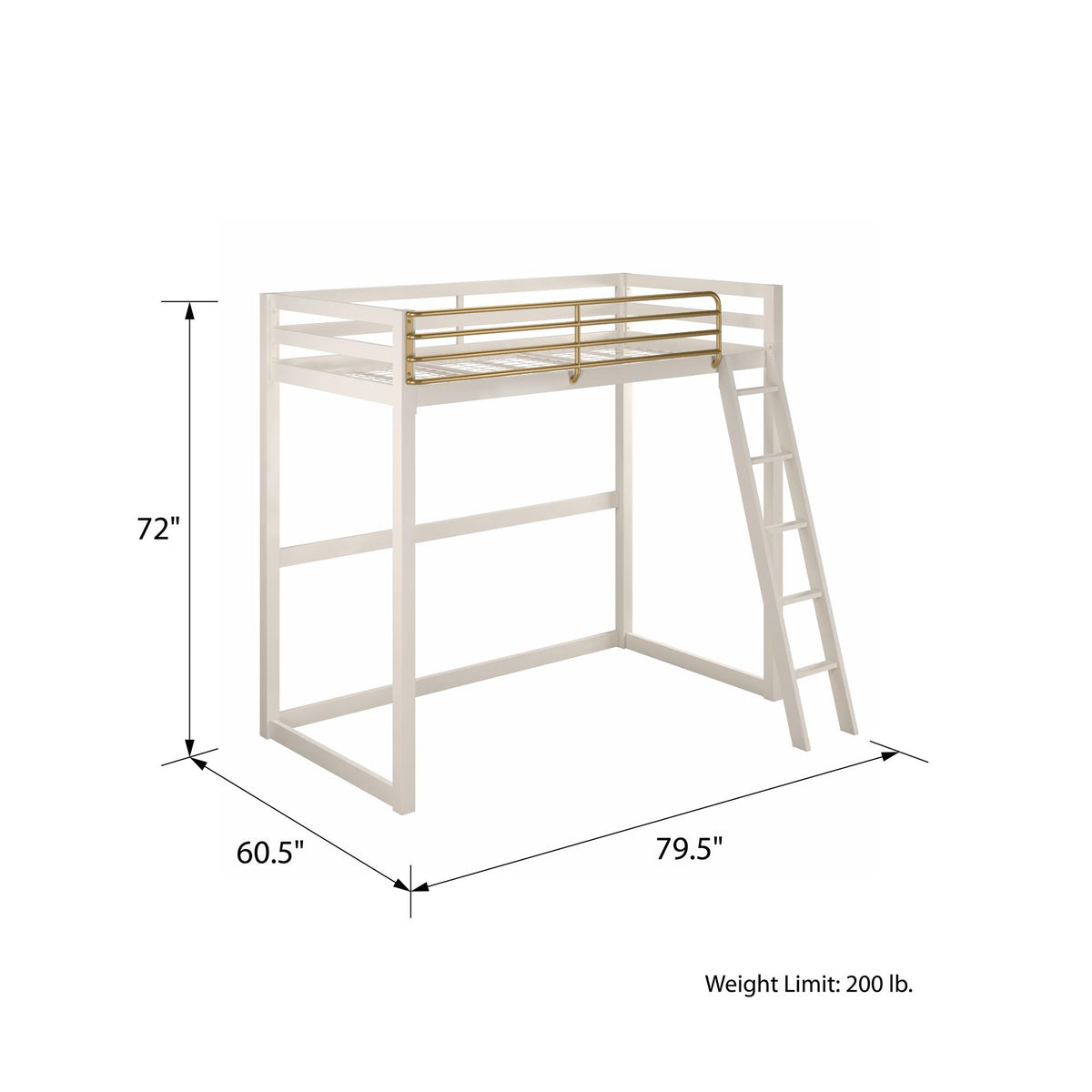 Little Seeds Monarch Hill Haven Metal Loft Bed - White - Twin