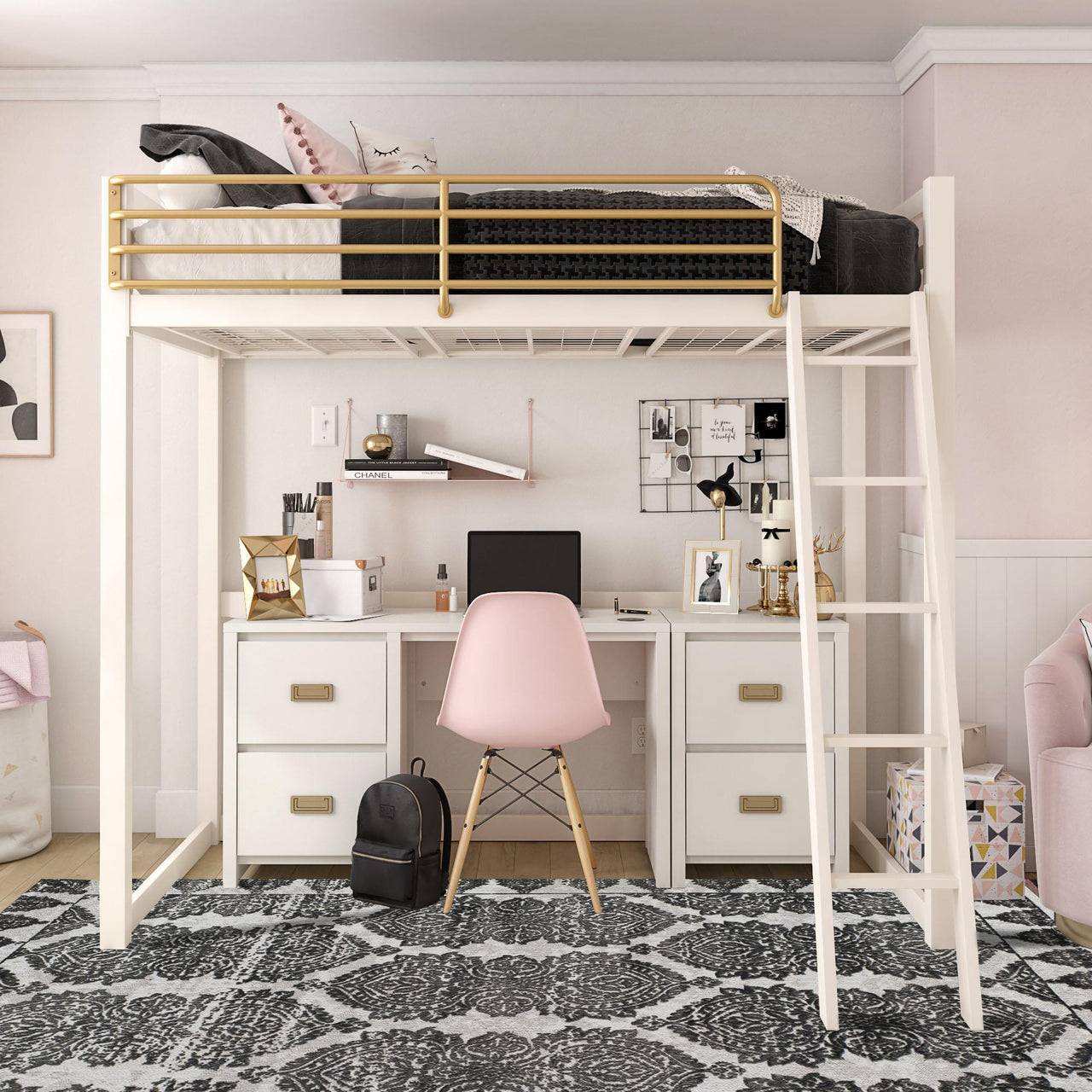 Little Seeds Monarch Hill Haven Metal Loft Bed - White - Twin