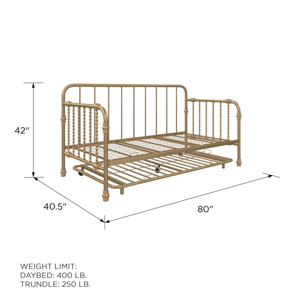 Little Seeds Monarch Hill Wren Metal Daybed with Trundle - Gold - Twin