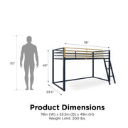 Little Seeds Monarch Hill Haven Twin Metal Junior Loft Bed - Navy - Twin