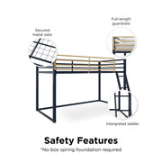 Little Seeds Monarch Hill Haven Twin Metal Junior Loft Bed - Navy - Twin